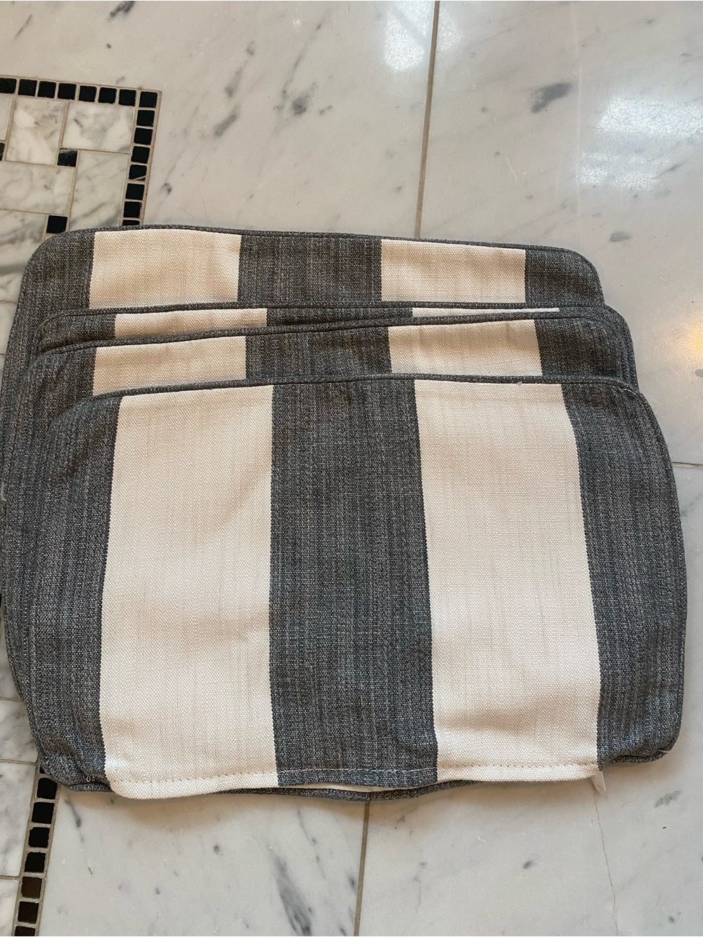 Restoration Hardware Cabana Wide Stripe Accent Pillow Cover in White and Gray